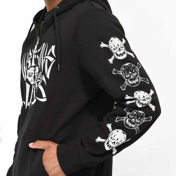 Lurking Class Sketchy Tank Bones Black Zip Hoodie Embroidered Chest Design L NEW - Picture 2 of 7
